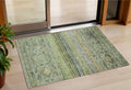 3 X 5 Artichoke Green Blue And Black Floral Washable Indoor Outdoor Area Rug