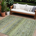 10 X 14 Artichoke Green Blue And Black Floral Washable Indoor Outdoor Area Rug