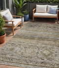 5 X 8 Brown Tan And Black Floral Washable Indoor Outdoor Area Rug