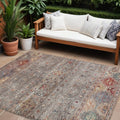 9 X 12 Gray Tan And Terra Cotta Floral Washable Indoor Outdoor Area Rug