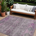 9 X 12 Purple And Gray Floral Washable Indoor Outdoor Area Rug