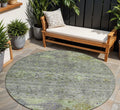 8 Sage And Gray Round Floral Washable Indoor Outdoor Area Rug