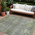 8 X 10 Sage And Gray Floral Washable Indoor Outdoor Area Rug