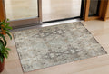 3 X 5 Linen Black And Brown Floral Washable Indoor Outdoor Area Rug