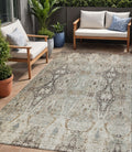 5 X 8 Linen Black And Brown Floral Washable Indoor Outdoor Area Rug