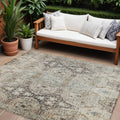 9 X 12 Linen Black And Brown Floral Washable Indoor Outdoor Area Rug