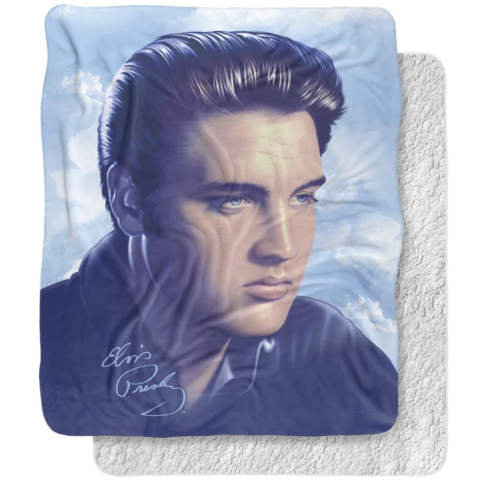 Elvis Presley Blanket, 50x60, Big Portrait Silky Touch Sherpa Back Super Soft Throw Blanket