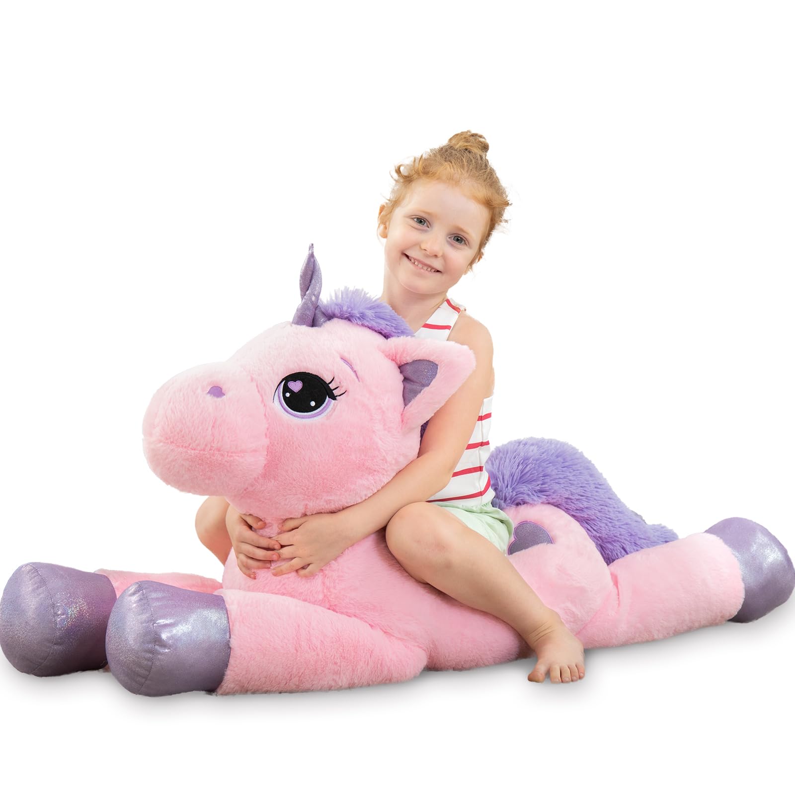 Lanmore Unicorn Stuffed Animal Giant 43 Stuffed Unicorn Plush Pillow, Cute Stuffed Animal Toy Big Size Plushy Fluffy, Gifts for 