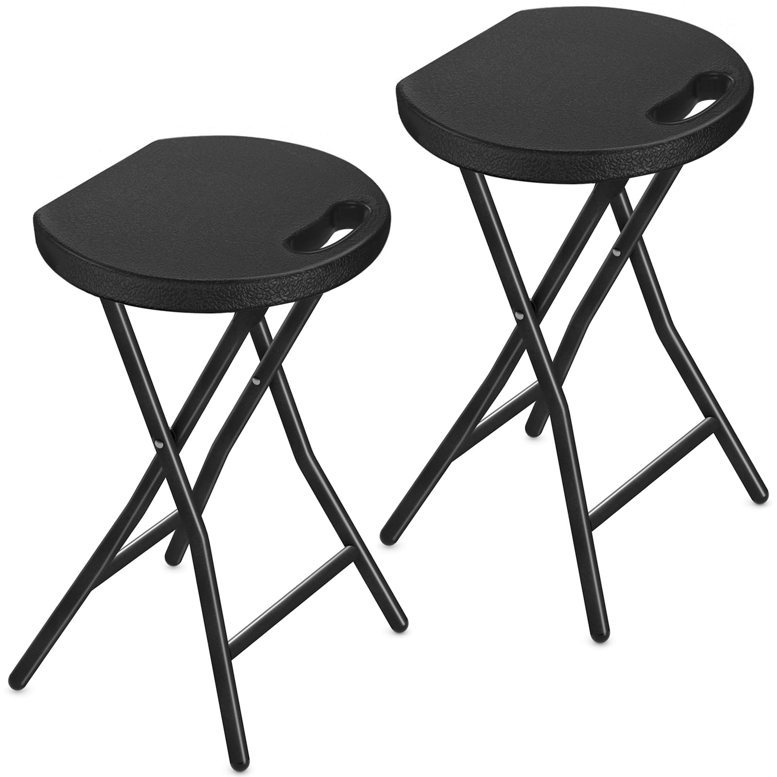 TAVR Furniture Portable Folding Chair with Handle, Heavy Duty Round Fold Stool Chair with 500lbs Capacity for Adults, 18 Inch Fo