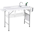 Allpop Fish Cleaning Table with 2 Sinks & Grid Rack, 42.5 Portable Folding Camping Fish Station with Foldable Faucet, Drainage
