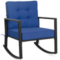 Tangkula Wicker Rocking Chair, Outdoor Glider Rattan Rocker Chair with Heavy-Duty Steel Frame, Patio Wicker Furniture Seat with 