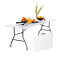 Linkriseed 6FT Folding Picnic Table for Outdoor, No Assembly Required Portable, White Foldable Table for Camping, Parties, with 