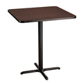 National Public Seating NPS 36 Square Cafe Table with X Base, 42 Height, Particleboard Core/T-Mold, Mahogany Top, Black Frame