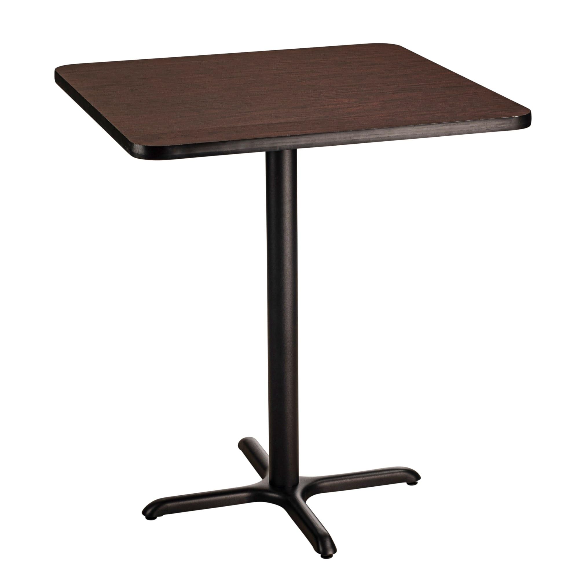 National Public Seating NPS 36 Square Cafe Table with X Base, 42 Height, Particleboard Core/T-Mold, Mahogany Top, Black Frame