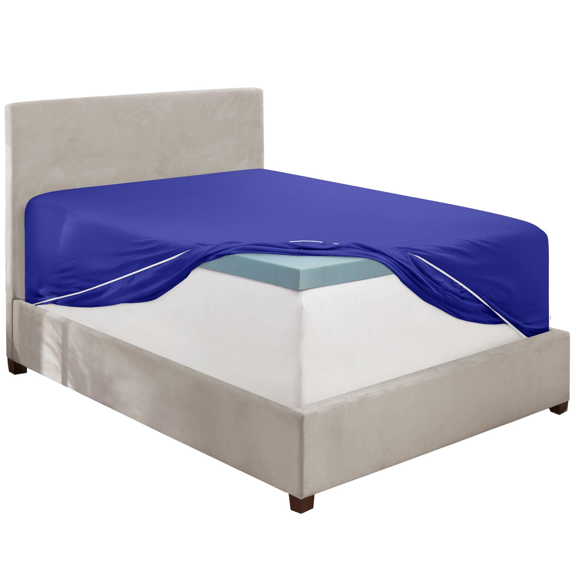 Hearth & Harbor Royal Blue Fitted Sheet Queen Size, Extra Deep Pocket Queen Fitted Sheet Only, 1800 Microfiber Fitted Bed Sheet,
