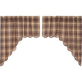 VHC Brands Rustic & Lodge Kitchen Window Curtains-Dawson Star Brown Scalloped Swag Pair, 36x36x16