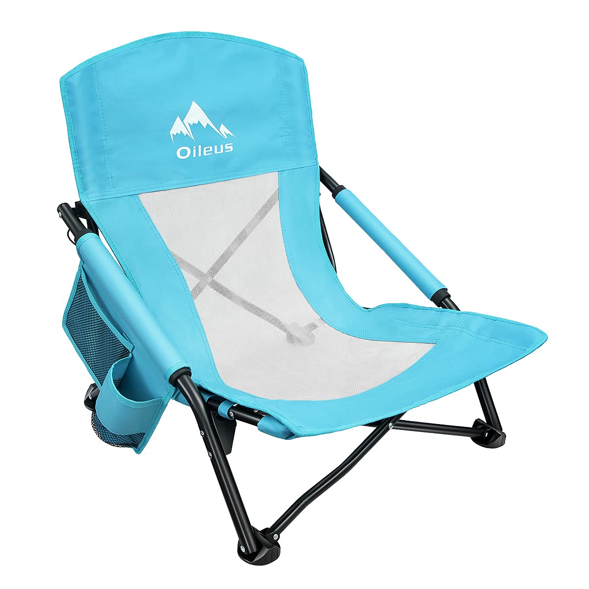 Oileus Low Beach Chair for Beach Tent/Shelter & Camping/Outdoor Ultralight Backpacking Folding Recliner Chairs with Cup Holder/S