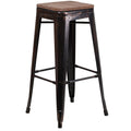 Flash Furniture Lily 30 High Backless Black-Antique Gold Metal Barstool with Square Wood Seat