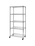 Seville Classics UltraDurable Commercial-Grade 5-Tier NSF-Certified Wire Shelving with Wheels, 36 W x 18 D x 72 H, Plated Steel
