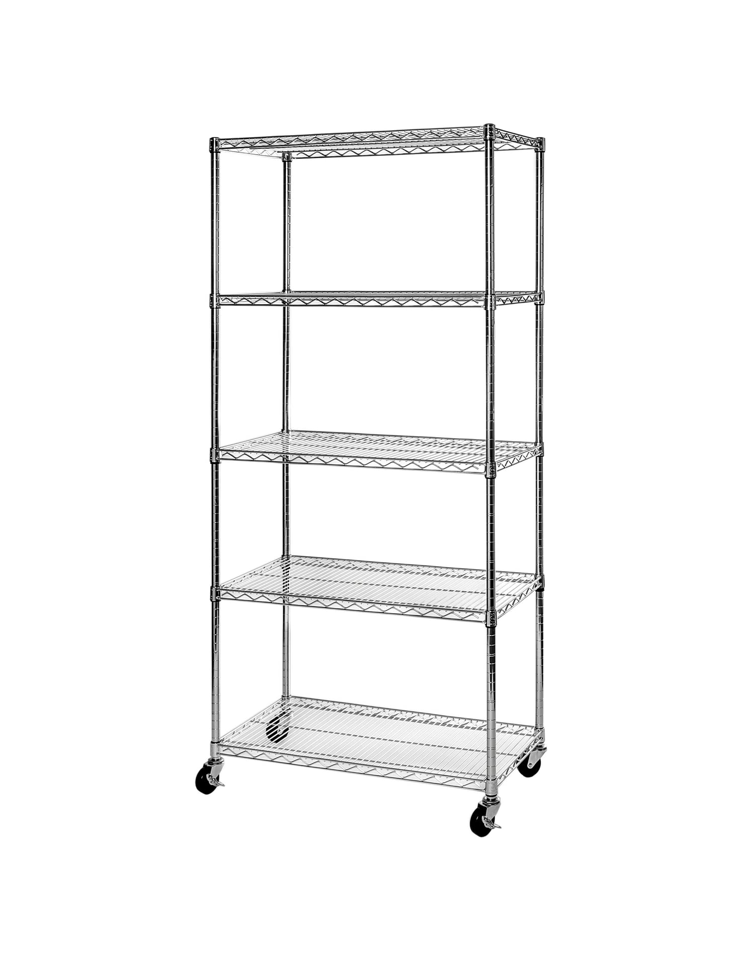 Seville Classics UltraDurable Commercial-Grade 5-Tier NSF-Certified Wire Shelving with Wheels, 36 W x 18 D x 72 H, Plated Steel