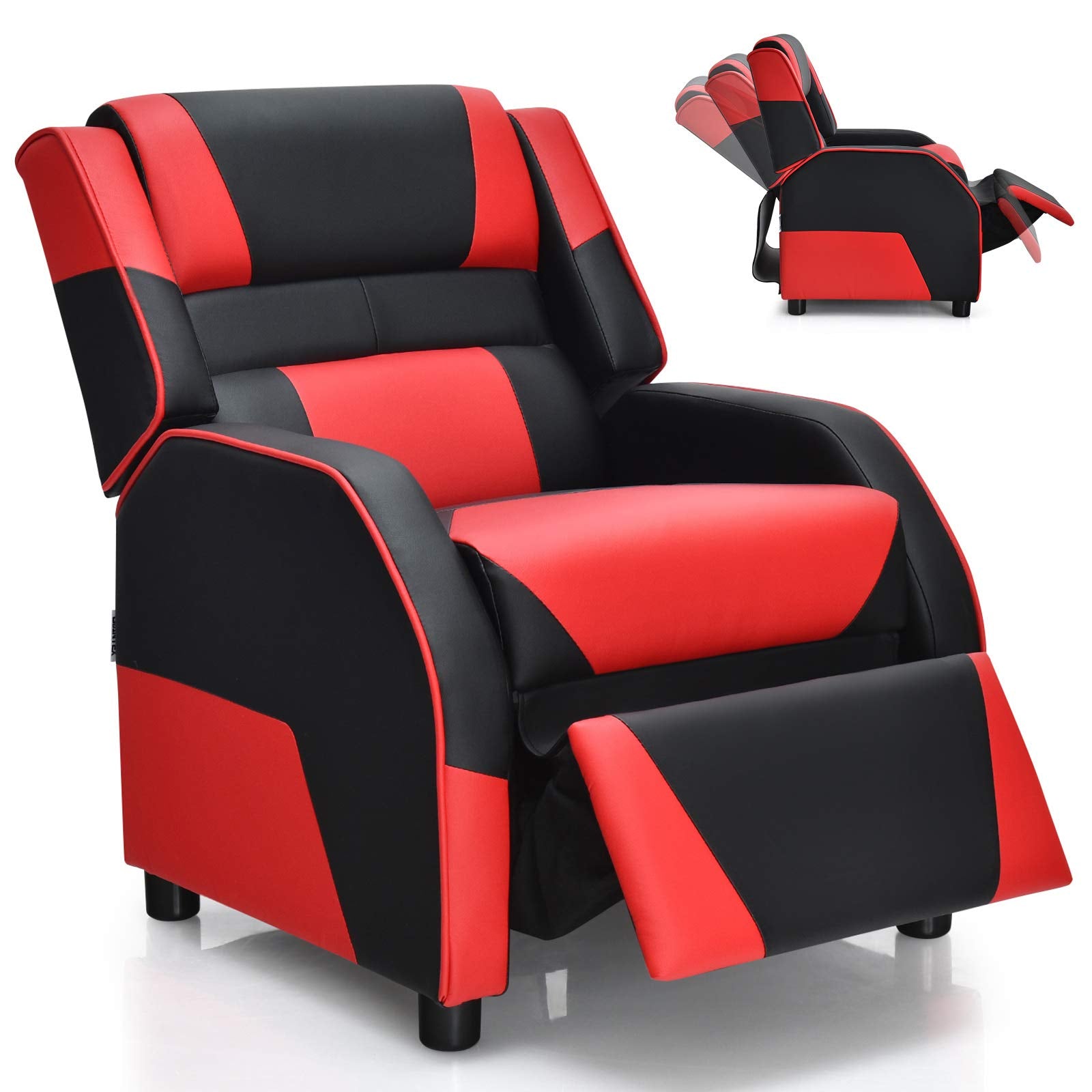 Giantex Kids Recliner, Kids/Youth Gaming Recliner Chair, Racing Style Game Sofa with Headrest and Lumbar Support, Ergonomic PU L