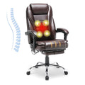 HOMREST 4-Point Massage Reclining Office Chair, Leather Heating Executive Chair, Ergonomic Home Office Desk Chair with Retractab