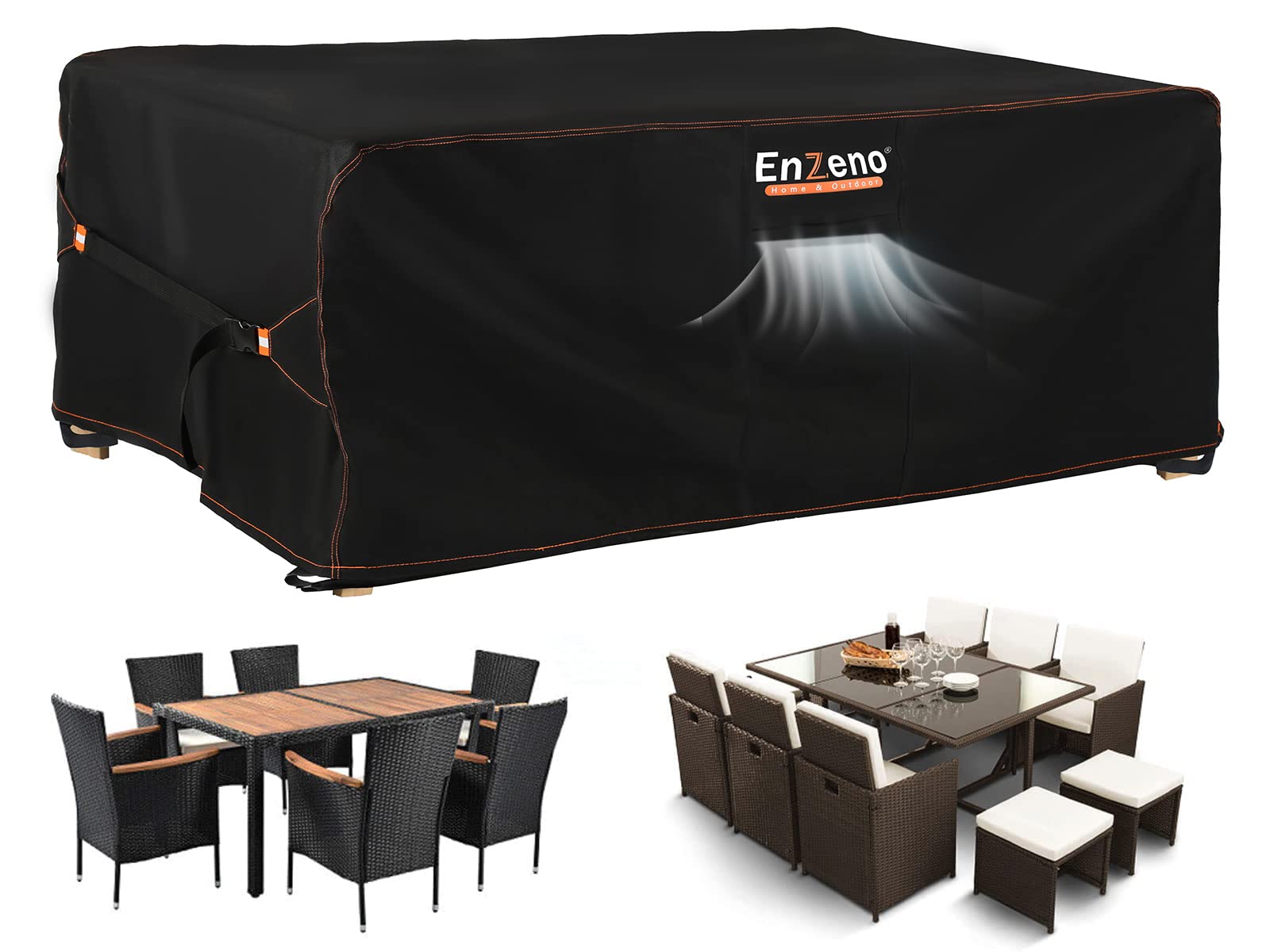 Enzeno Patio Furniture Set Cover Waterproof, Outdoor Dining Coffee Table Chair Covers Rectangular, Heavy Duty Outside Weatherpro