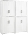 Crosley Furniture Savannah 2-Piece Pantry Storage Cabinet Set with Shelves, Kitchen, Dining, or Laundry Room, White