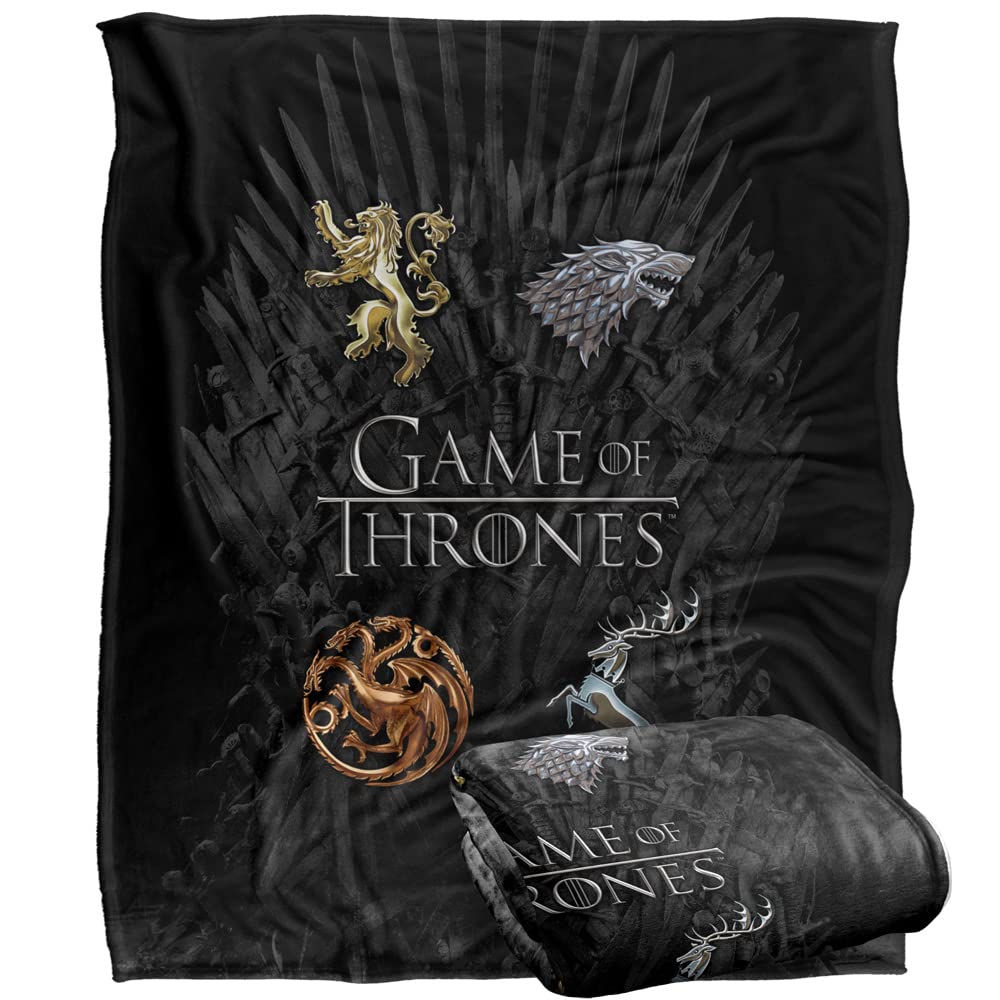Game of Thrones Blanket, 50 x 60, Chrome House Sigils, Silky Touch Super Soft Throw Blanket