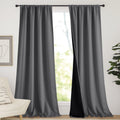 NICETOWN 108 inch 100% Blackout Curtains, Laundry Room Decor Window Treatment Rod Pocket Curtains for Patio Sliding Door, Extra 