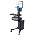 AW Rolling Computer Cart Adjustable Mobile PC Standing Workstation with Monitor Mount Keyboard Tray Printer CPU Holder Wheels fo