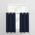 PONY DANCE Short Curtain Tiers - (34 by 36 inches, Navy Blue, Pack-2) Half Window Covering for Kitchen/Bathroom