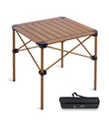 iClimb Lightweight Stable Alu. Folding Square Table Roll Up Top with Carry Bag for Camping Picnic Backyards BBQ Camp Kitchen (Na