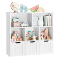 FOTOSOK Toy Storage Organizer with 3 Movable Drawers, Floor Storage Cabinet Toy Chest with Hidden Wheels and 5 Storage Cubbies, 