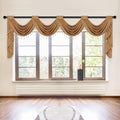 ELKCA Bronze Chenille Waterfall Valance for Living Room 4 Hollow Swags Valance for Bedroom Big Kitchen Window Treatment,1 Panel