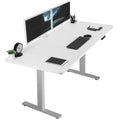 VIVO Electric Height Adjustable 71 x 30 inch Memory Stand Up Desk, White Table Top, Gray Frame, Standing Workstation with Preset