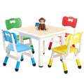 FUNLIO Kids Table and 4 Chairs Set for Ages 3-8, Height Adjustable Toddler Table and Chair Set, Easy to Wipe Arts & Crafts Table