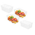lonpute 16Lx12Wx6H inch Wider Freezer Organizer Baskets Container, Refrigerator Metal Wire Storage Bins with Handles for Kitchen