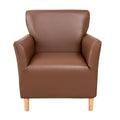CRFATOP Stretch Mid Century Modern Armchair Slipcover 1-Piece PU Brown Accent Chair Covers with Arms Soft Waterproof Chair Slipc