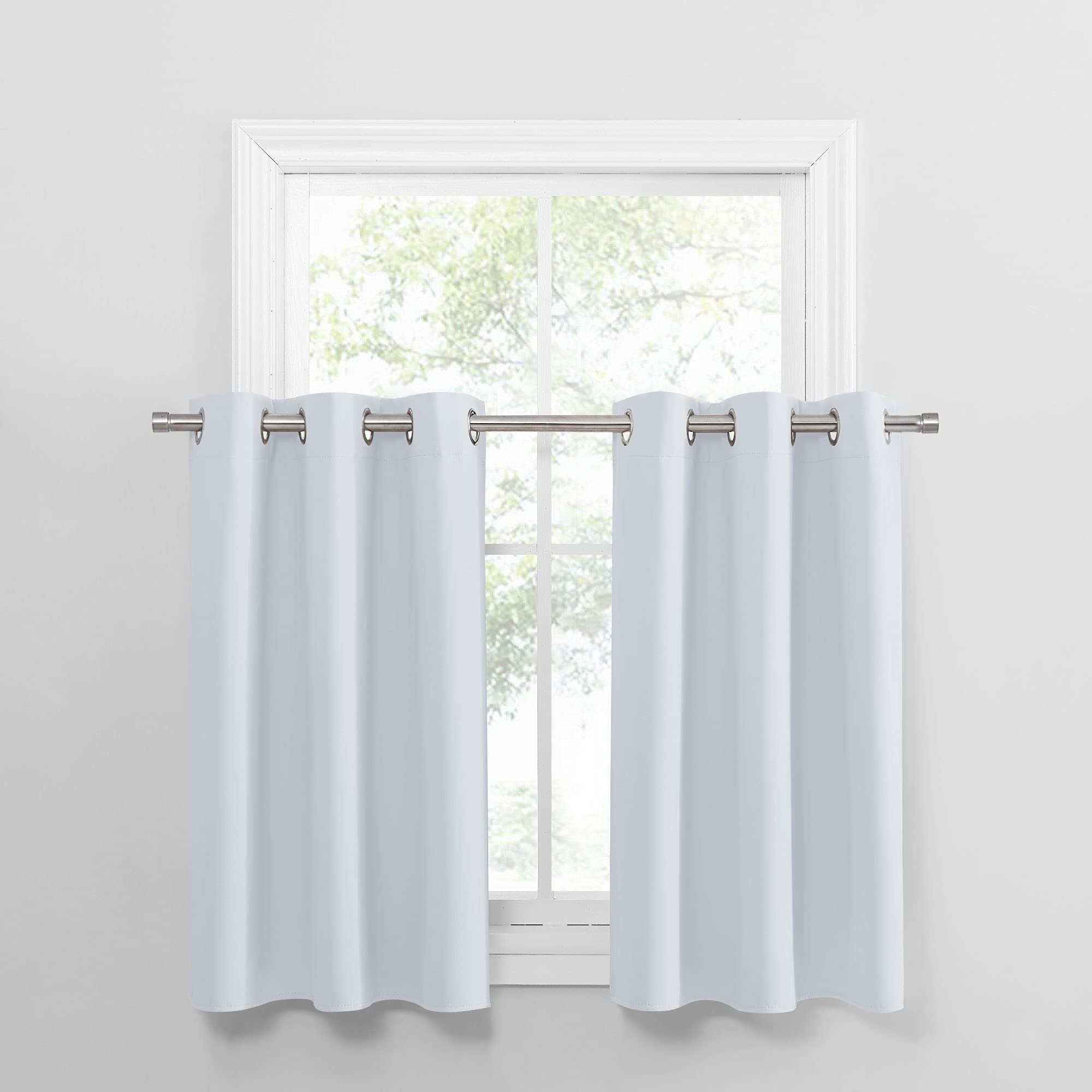 PONY DANCE Room Darkening Window Curtain Tiers, Kitchen/Bathroom/Kids Bedroom Decor Thermal Insulated Window Treatment Short Cur