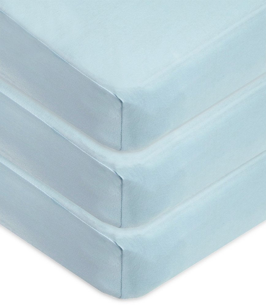 American Baby Company 3 Pack Fitted Crib Sheets 28 x 52, Soft Breathable Neutral 100% Cotton Jersey Sheet, Blue, for Boys and Gi