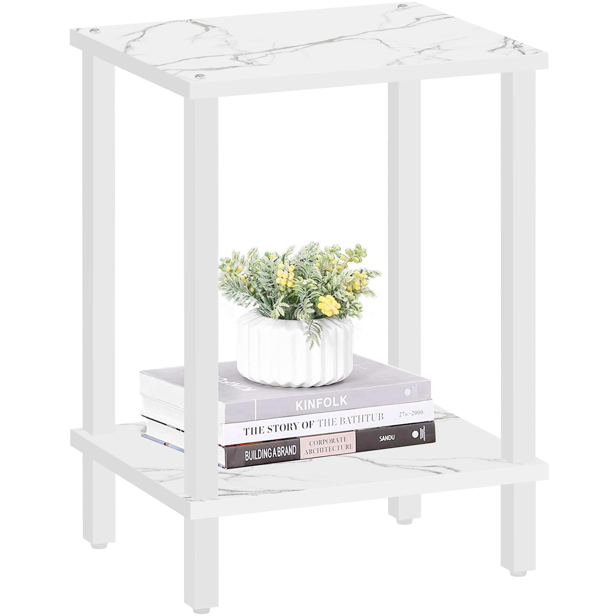 TUTOTAK End Table, Side Table, Nightstand, 2-Tier Storage Shelf, Sofa Table for Small Space, Living Room, Bed Room TB01BMW034