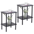 Apicizon 2 Tier End Table Set of 2, Boho Side Table with Storage Shelf, Nightstand Bedside Table for Small Spaces, Bedroom, Livi