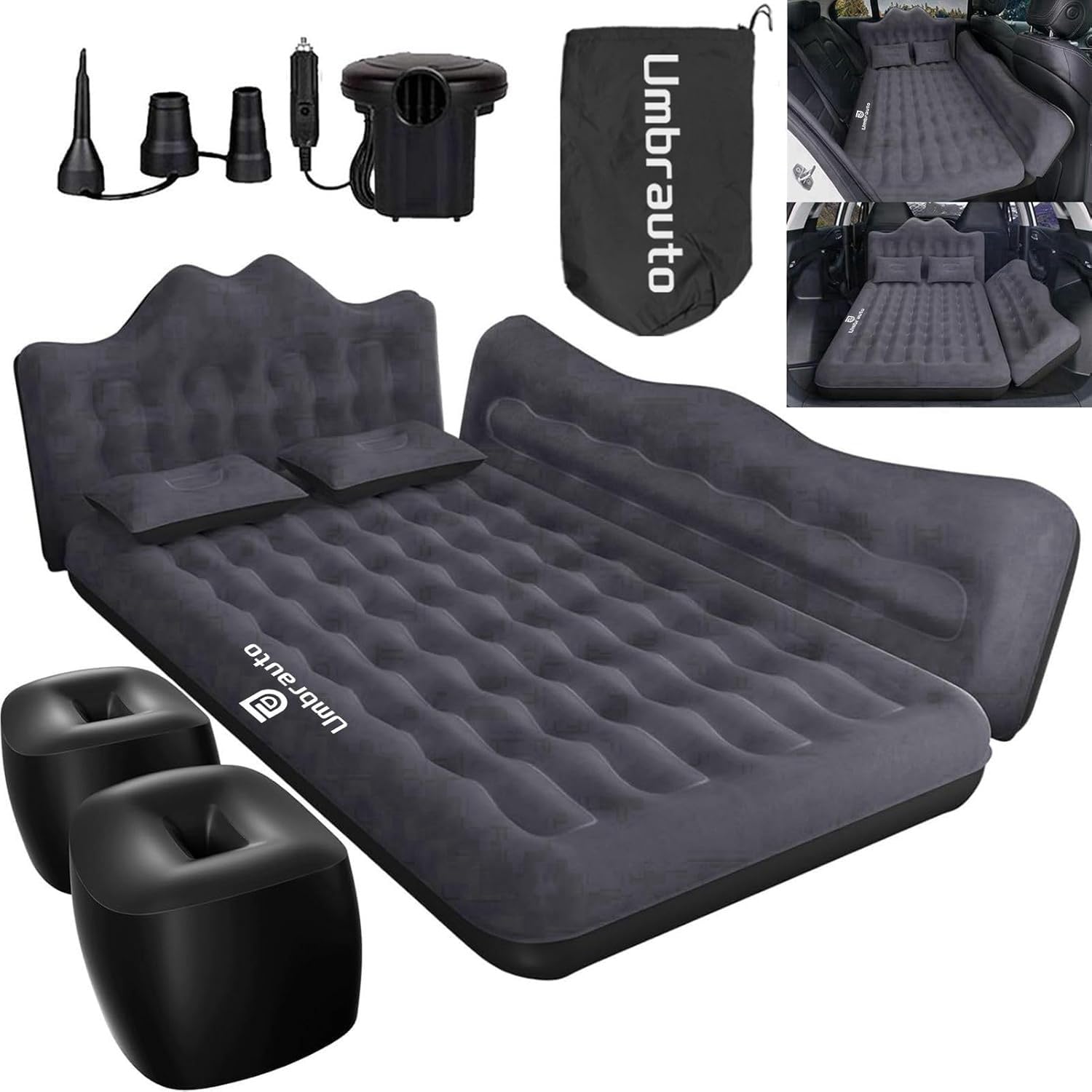 Umbrauto Car Air Mattress Backseat| Inflatable Truck Back Seat Camping Airbed for SUV Rear Seat, Blow Up Sleeping Travel Bed for