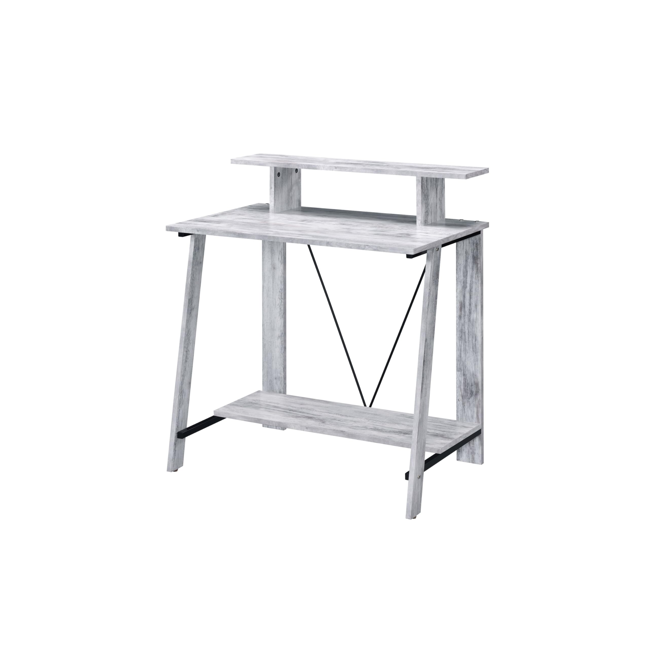 Benjara Writing Desk with V Shaped Frame, White and Black