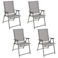 Giantex Patio Folding Chairs Set of 4, Outdoor Lawn Chairs with Rustproof Metal Frame, Portable Dining Chairs for Porch, Deck, G