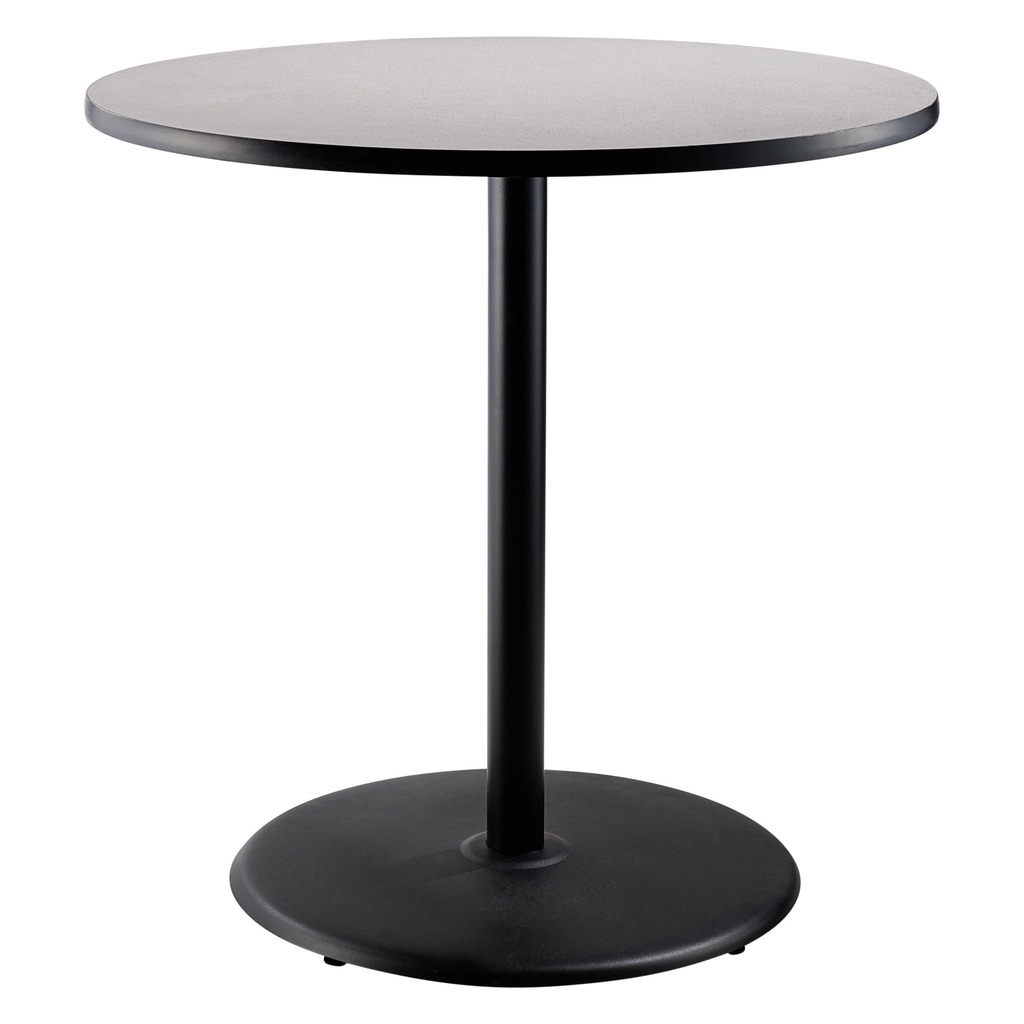 National Public Seating NPS 36 Round Cafe Table with Round Base, 42 Height, Particleboard Core/T-Mold, Grey Nebula Top, Black Fr