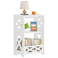 BYFU White Side Table, Small End Table with Storage Shelf, 3-Tier Nightstand Bedside Table Bookshelf Bookcase Display Rack for S