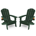 YEFU Adirondack Chair Set of 2, Folding Oversized Plastic Adirondack Chair with Cup Holder, Lawn Chair with Weather Resistant fo