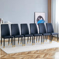 RDUEEI Black Metal Chairs,Modern Dining Chairs Set of 6 with Pu Leather and Chrome Leg High Back Sillas para Comedor for Dining 
